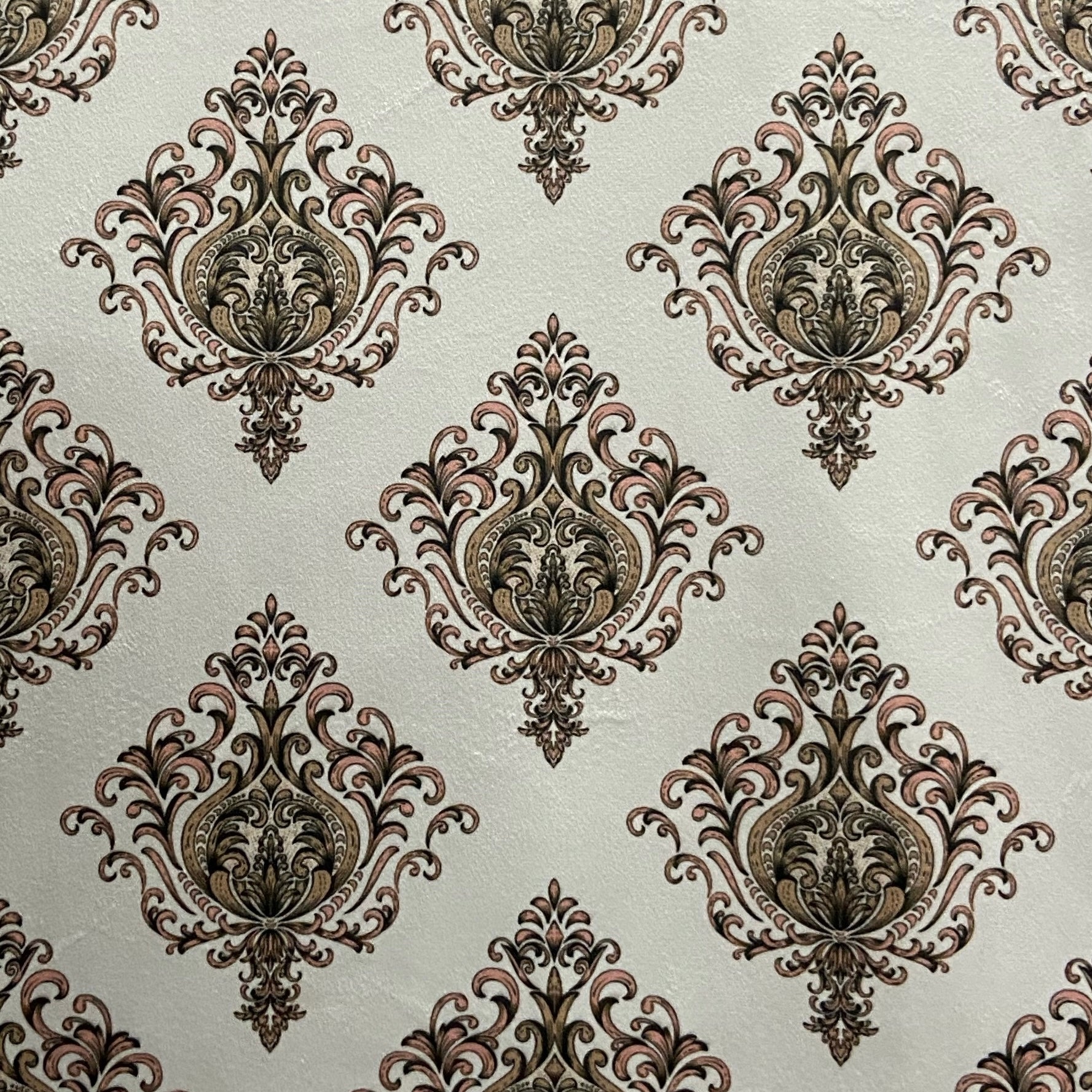 Decorative pattern of Pink medallions of taupe background