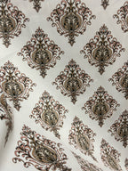 Decorative pattern of Pink medallions of taupe background