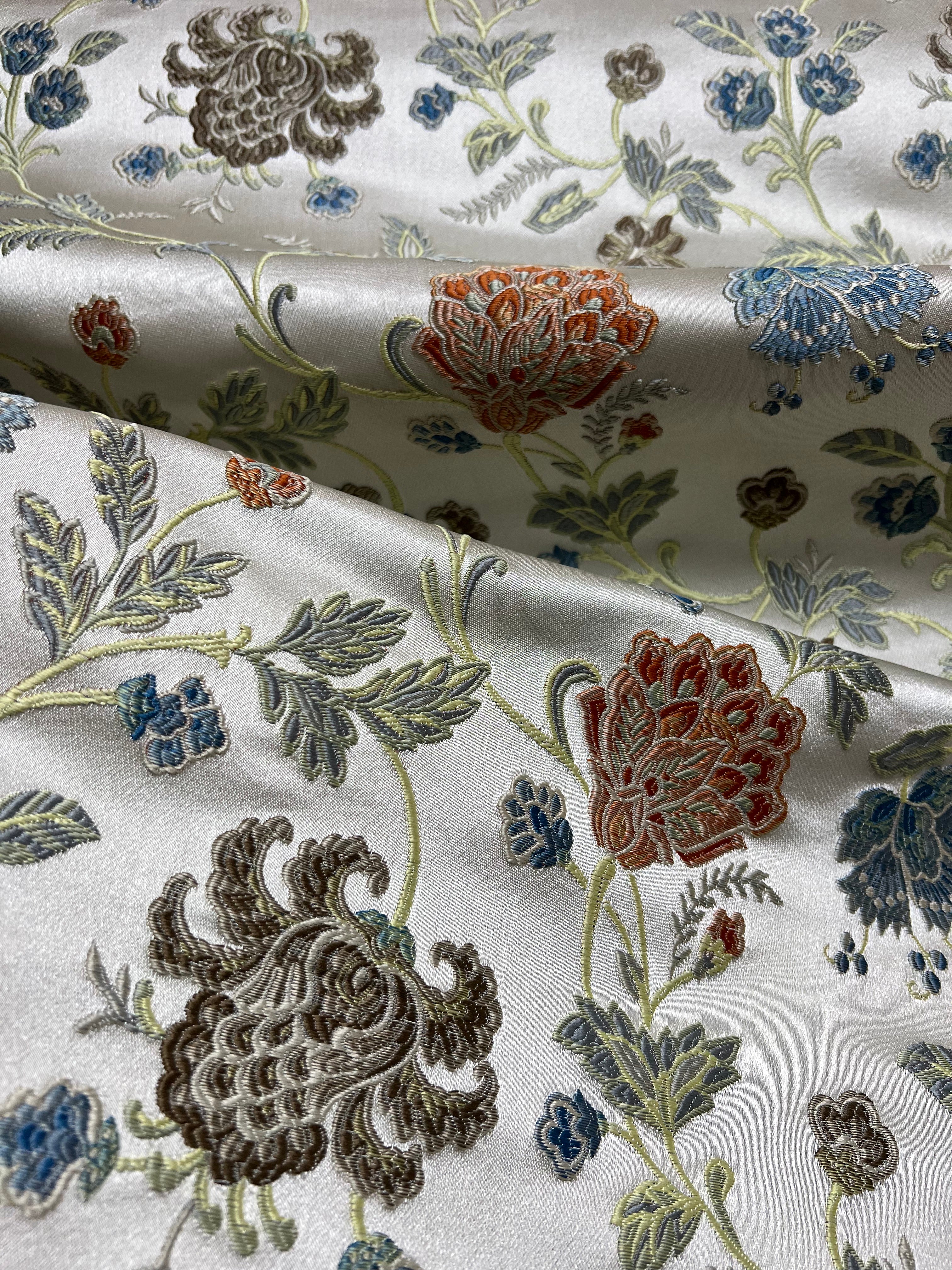 Embroidered Brown floral pattern on fabric