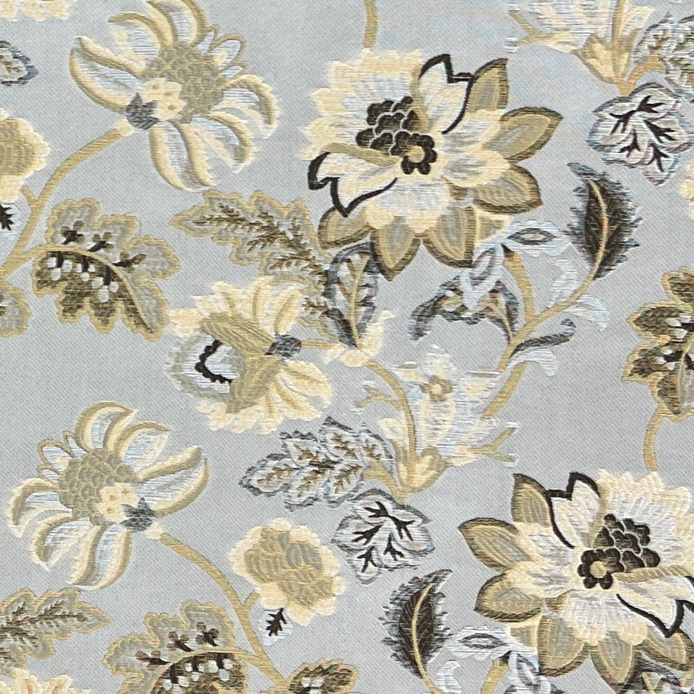Floral embroidery pattern on jacquard fabric Gold Color