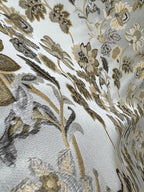 Floral embroidery pattern on jacquard fabric Gold Color