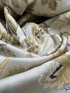 Floral embroidery pattern on jacquard fabric Gold Color