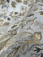 Floral embroidery pattern on jacquard fabric Gold Color