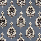 Patterned fabric with decorative Medallion Motif design on a Blue background