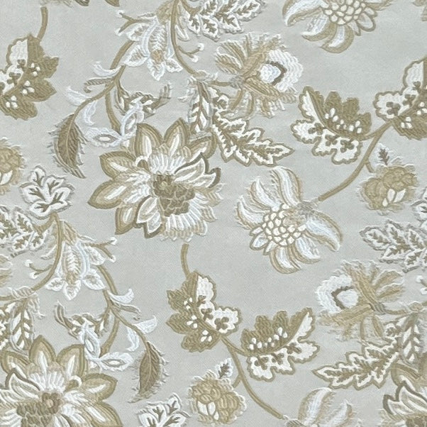 Floral embroidery pattern on jacquard fabric Cream Color