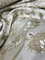Floral embroidery pattern on jacquard fabric Cream Color