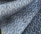 Denim Blue jacquard fabric surface pattern – polyester cotton viscose blend, sold by the metre yard