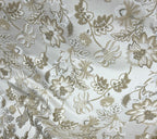 Floral embroidery pattern on jacquard fabric Cream Color