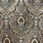Decorative Baroque Paisley Medallion Damask Fabric on Chocolate background