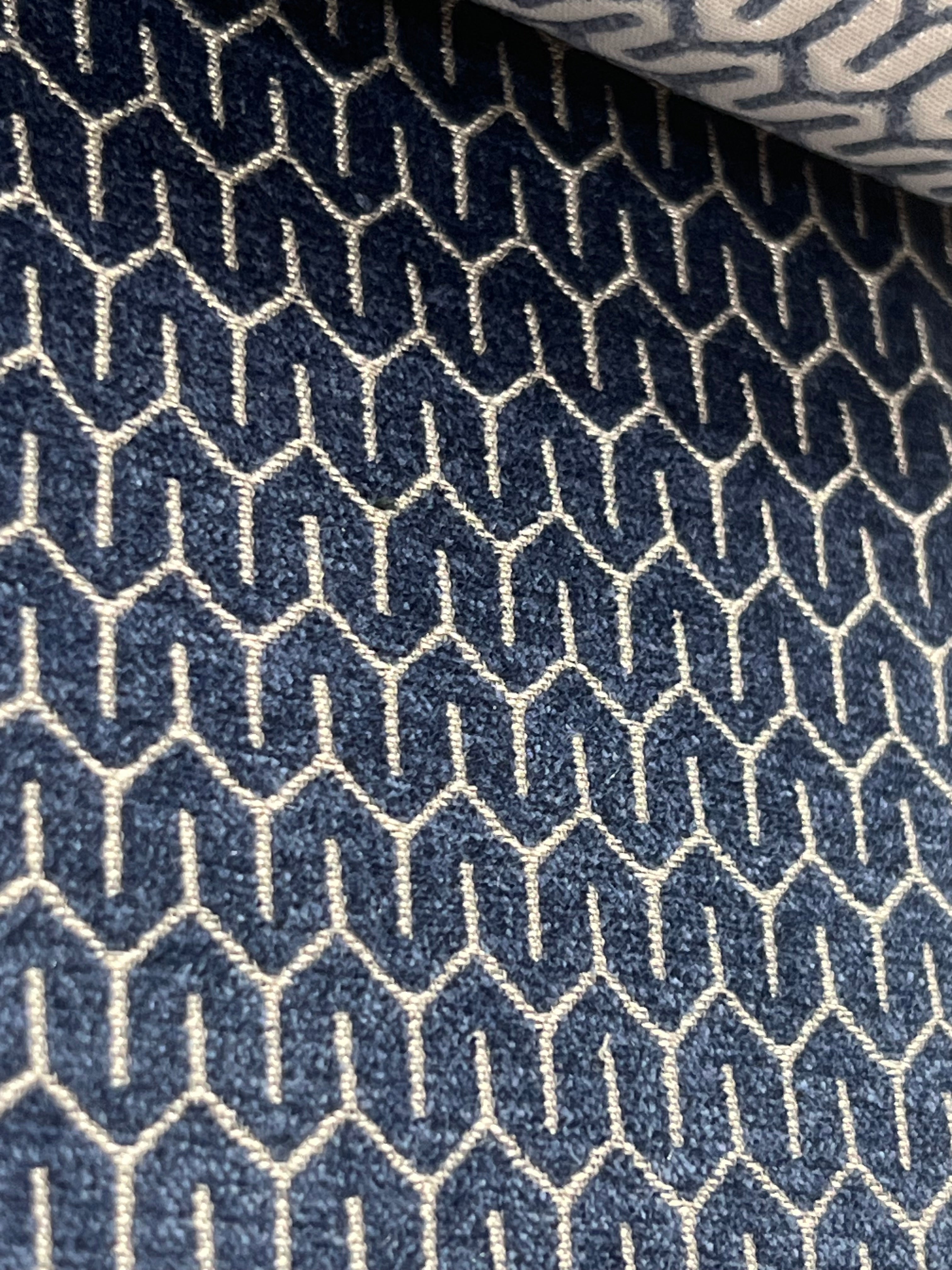 Royal Blue chenille fabric weave detail – premium upholstery material by Decora Furnishings