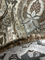 Decorative Baroque Paisley Medallion Damask Fabric on Chocolate background