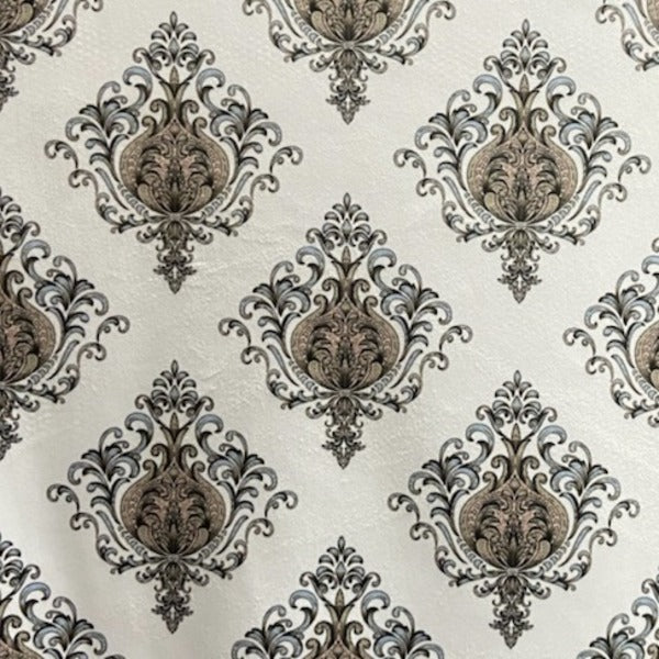 Decorative pattern of Blue medallions of taupe background