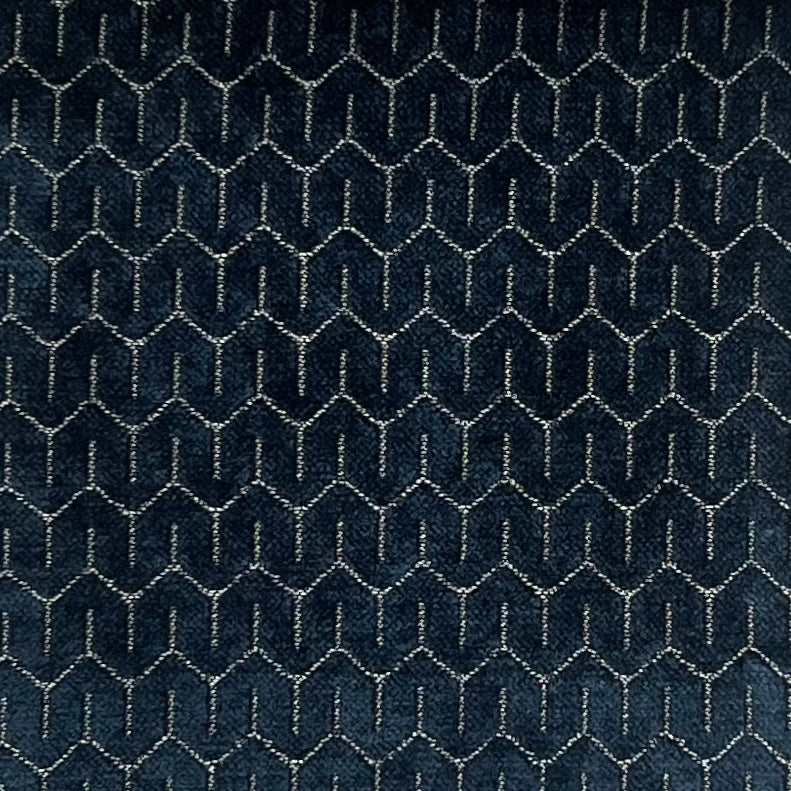 Navy Blue chenille jacquard upholstery fabric close-up texture – 569 GSM, 54 inch wide