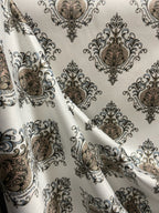 Decorative pattern of Blue medallions of taupe background