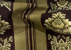 Decorative fabric with floral patterns in a striped design with Bordeaux Sage  background