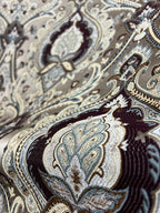 Decorative Baroque Paisley Medallion Damask Fabric on Brownish Maroon background