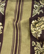 Decorative fabric with floral patterns in a striped design with Bordeaux Sage  background