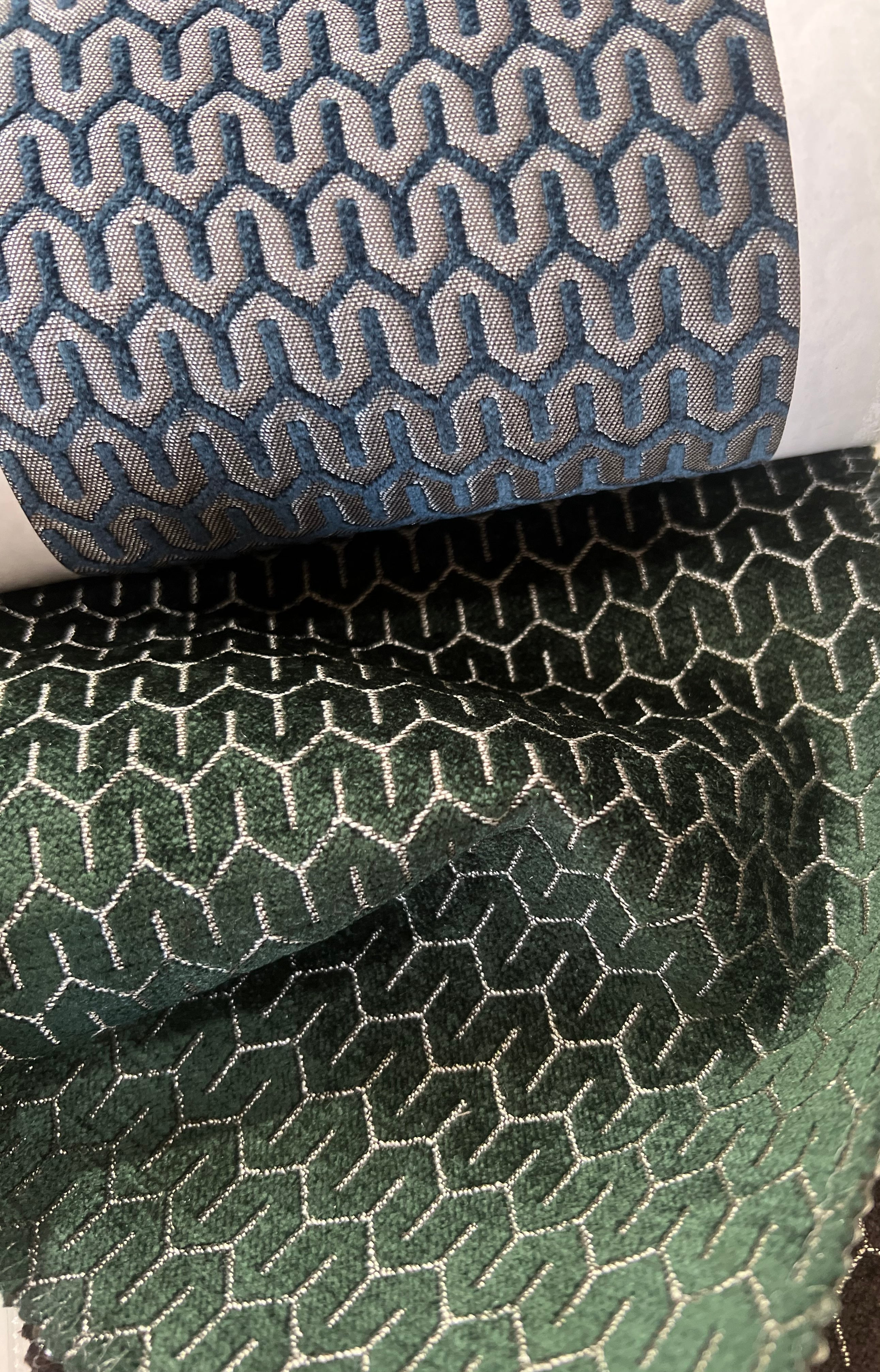 Bottle Green jacquard fabric surface pattern – polyester cotton viscose blend, sold by the metre yard