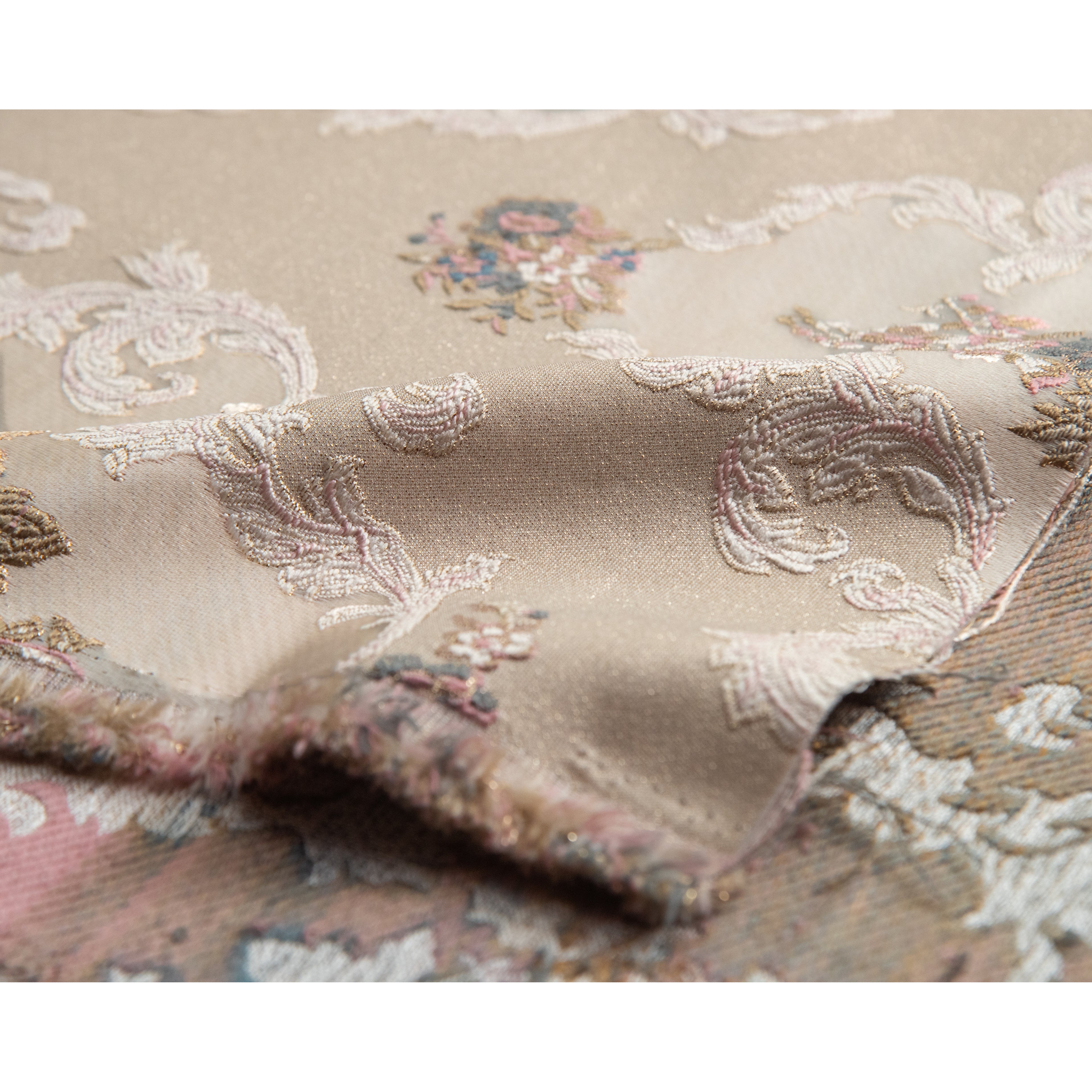 Decorative floral and damask pattern on a Beige background