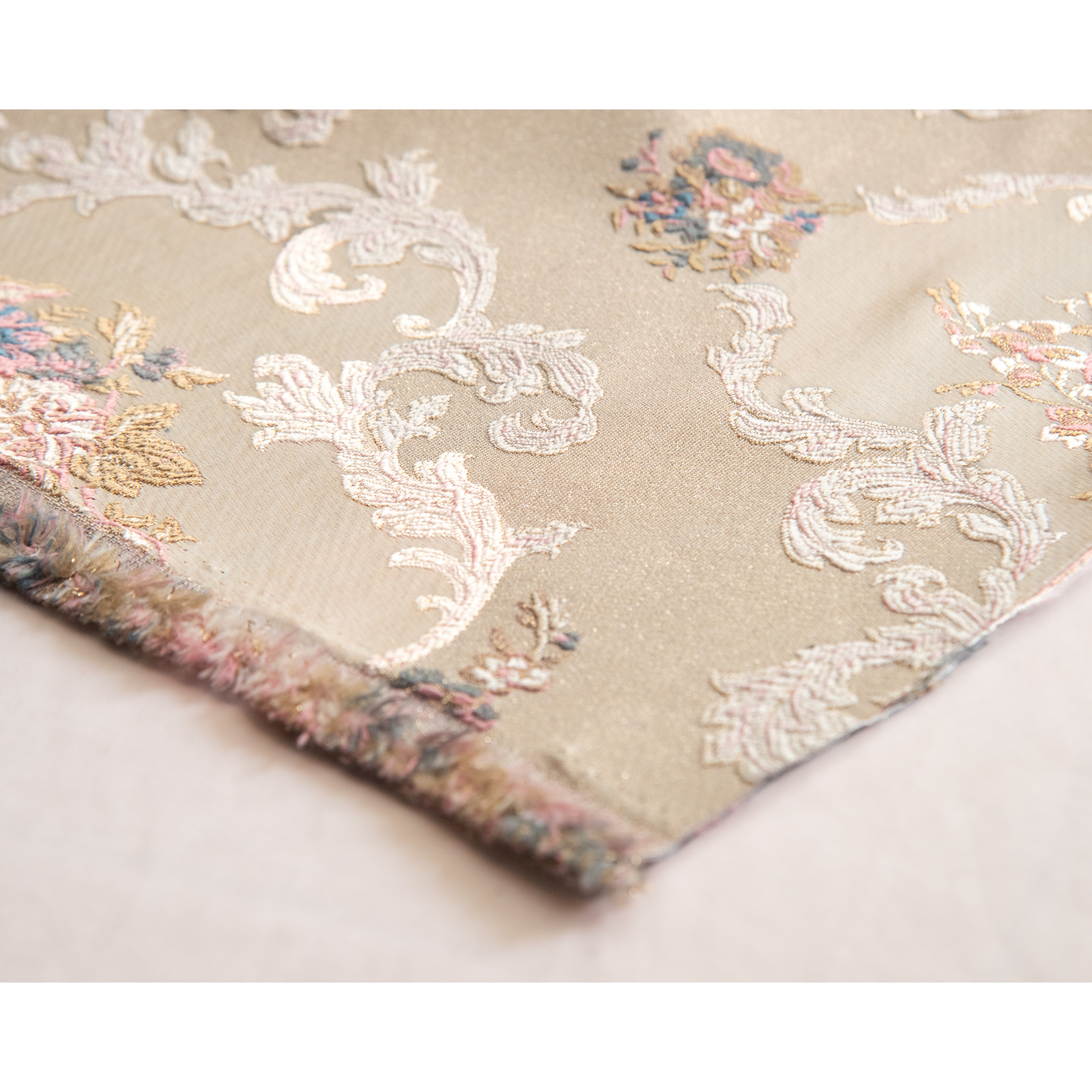 Decorative floral and damask pattern on a Beige background