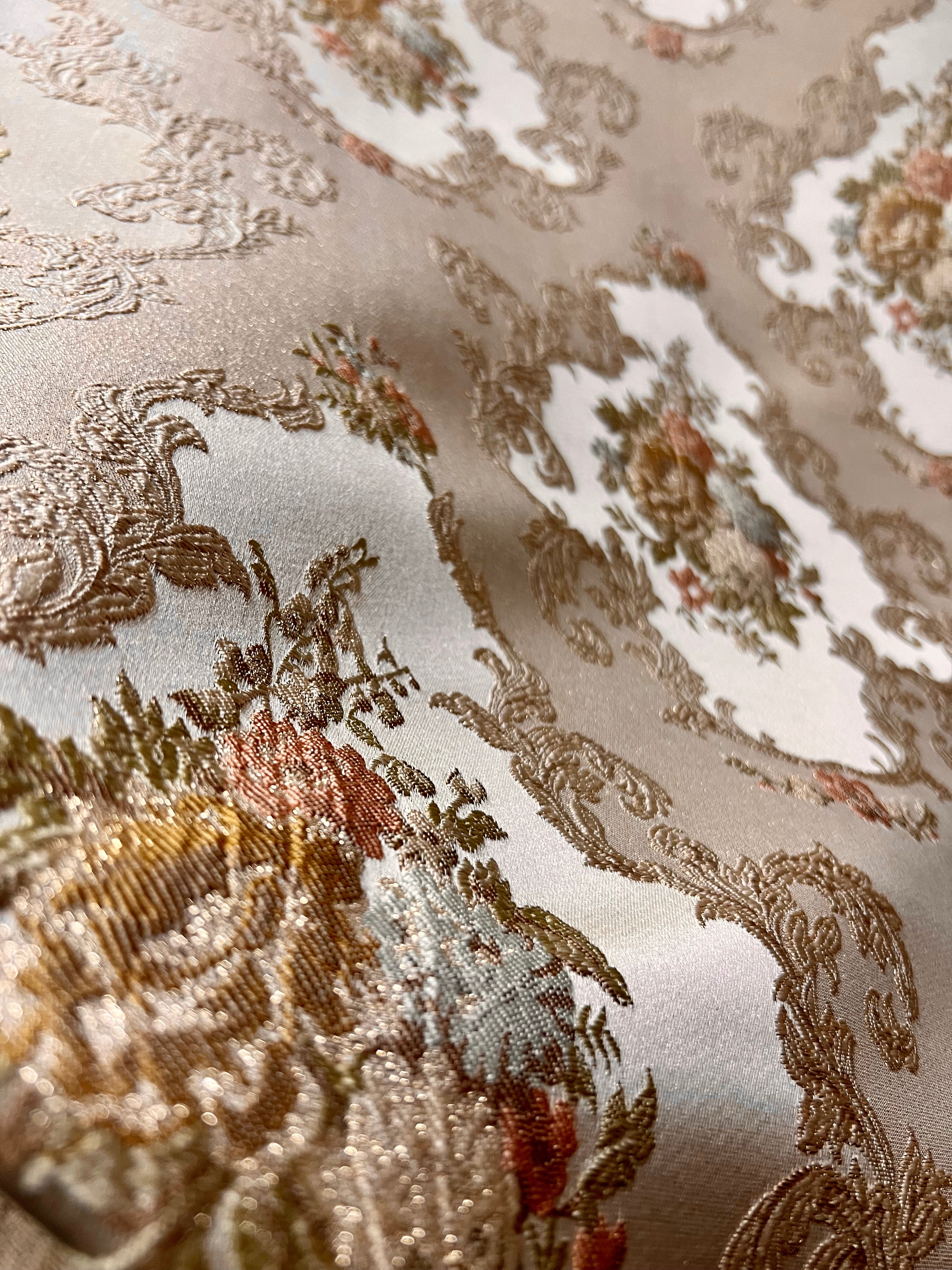 Decorative floral and damask pattern on a Beige background