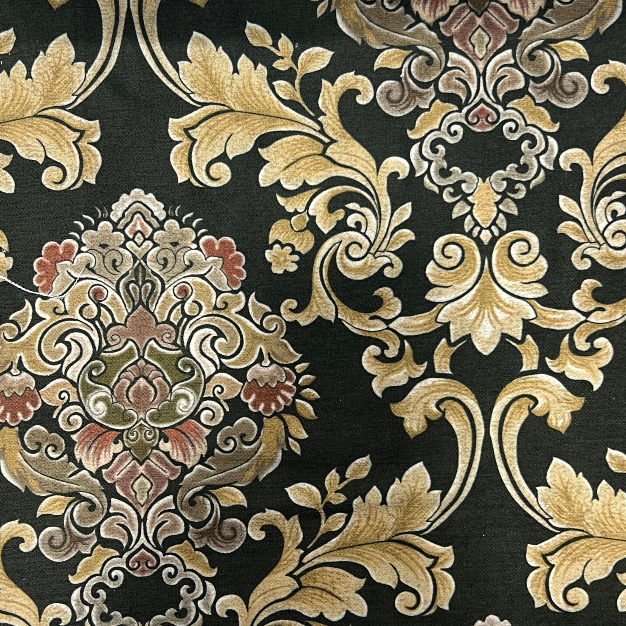 Decorative pattern with intricate floral Damask designs on a Emerald Gold background