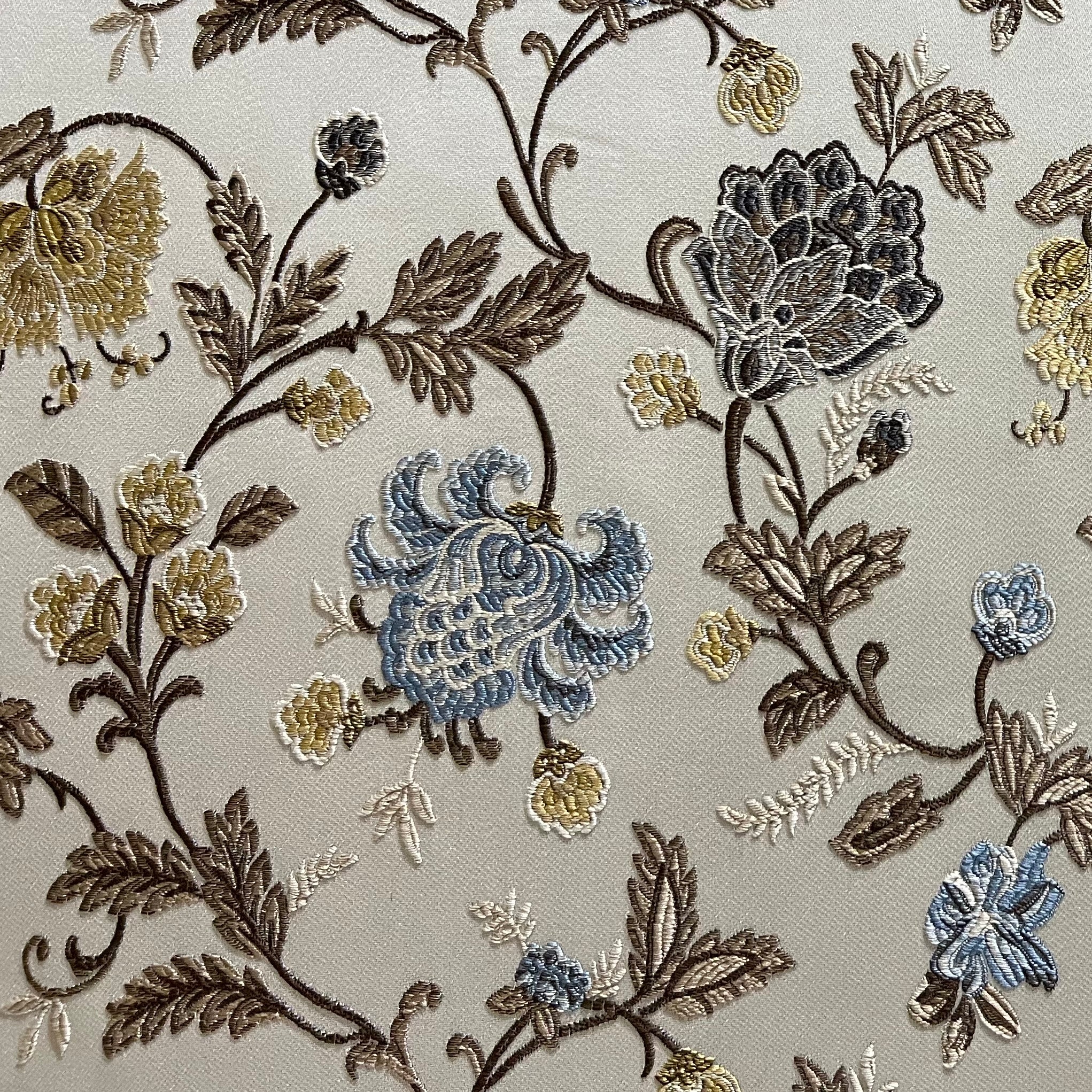 Embroidered Blue floral pattern on fabric