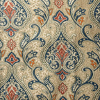 Versailles Medina Gold with Blue vintage damask jacquard full pattern upholstery drapery sold by the yard