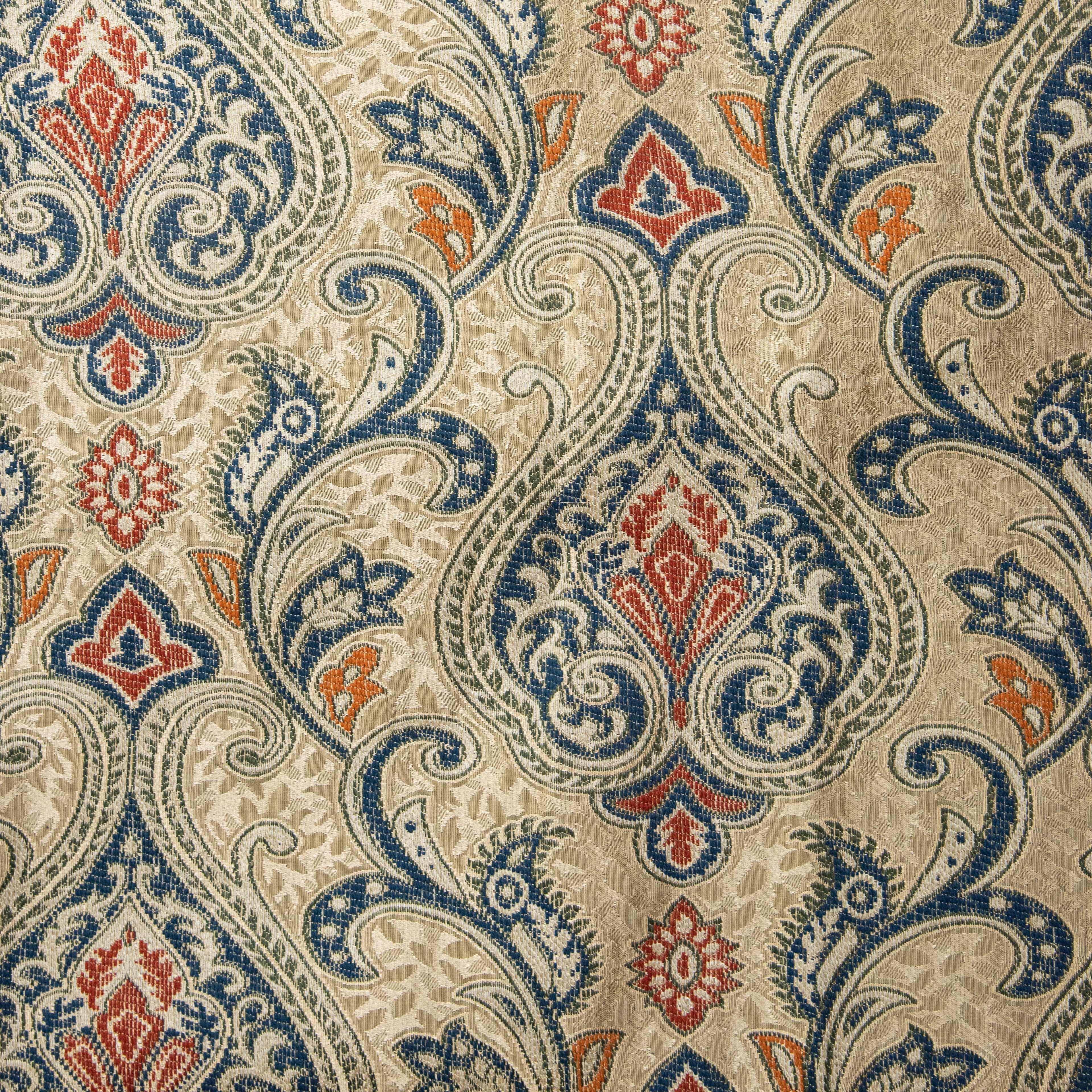 Versailles Medina Gold with Blue vintage damask jacquard full pattern upholstery drapery sold by the yard