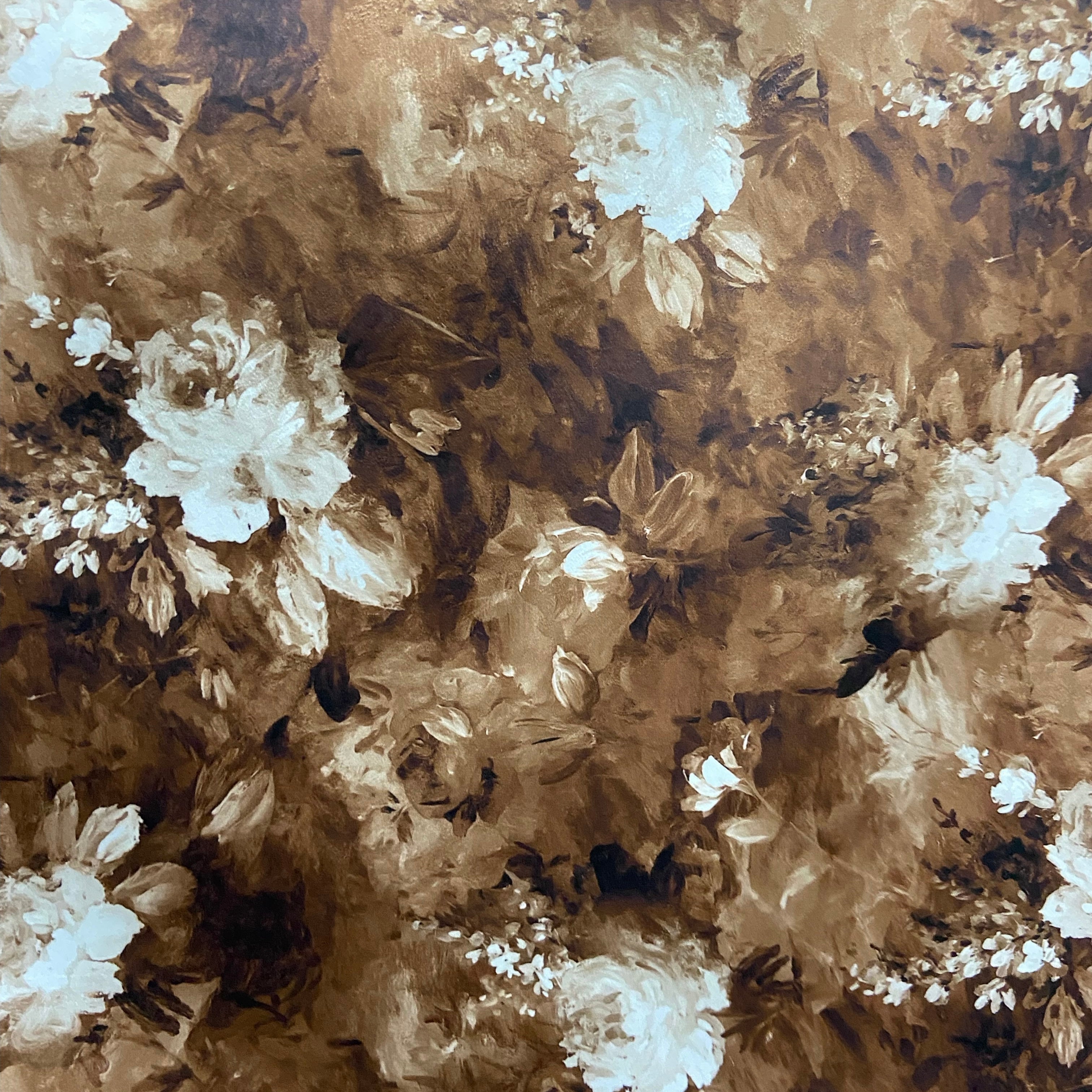 Floral pattern on a Peanut colored background