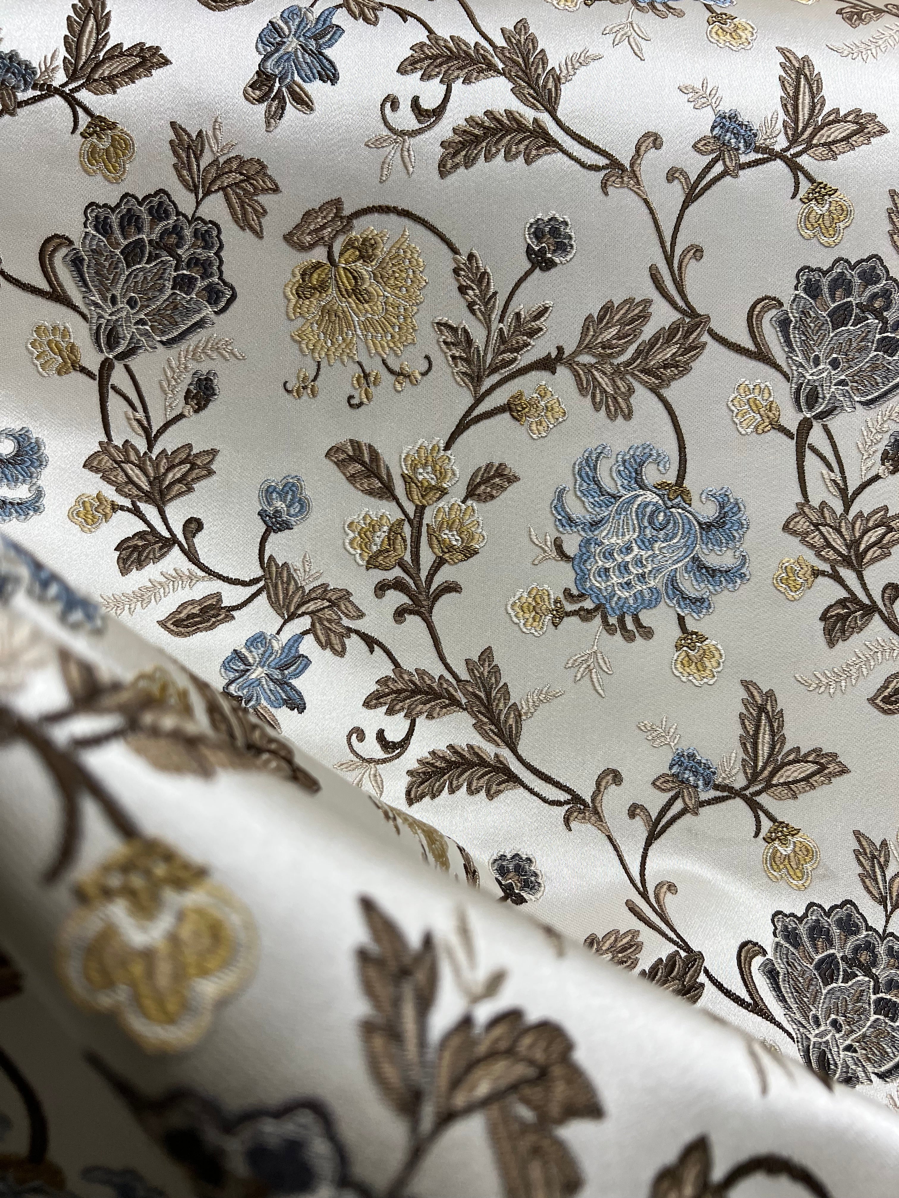 Embroidered Blue floral pattern on fabric