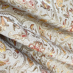 Royale Kasbah Ornate Silver with Rust jacquard fabric for sofa couch reupholstery rich weave close-up