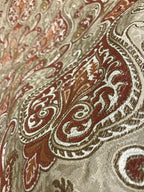 Versailles Medina Gold with Rust damask jacquard fabric for sofa couch reupholstery rich weave close-up