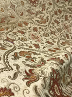Royale Kasbah Ornate Gold with Rust jacquard fabric for sofa couch reupholstery rich weave close-up