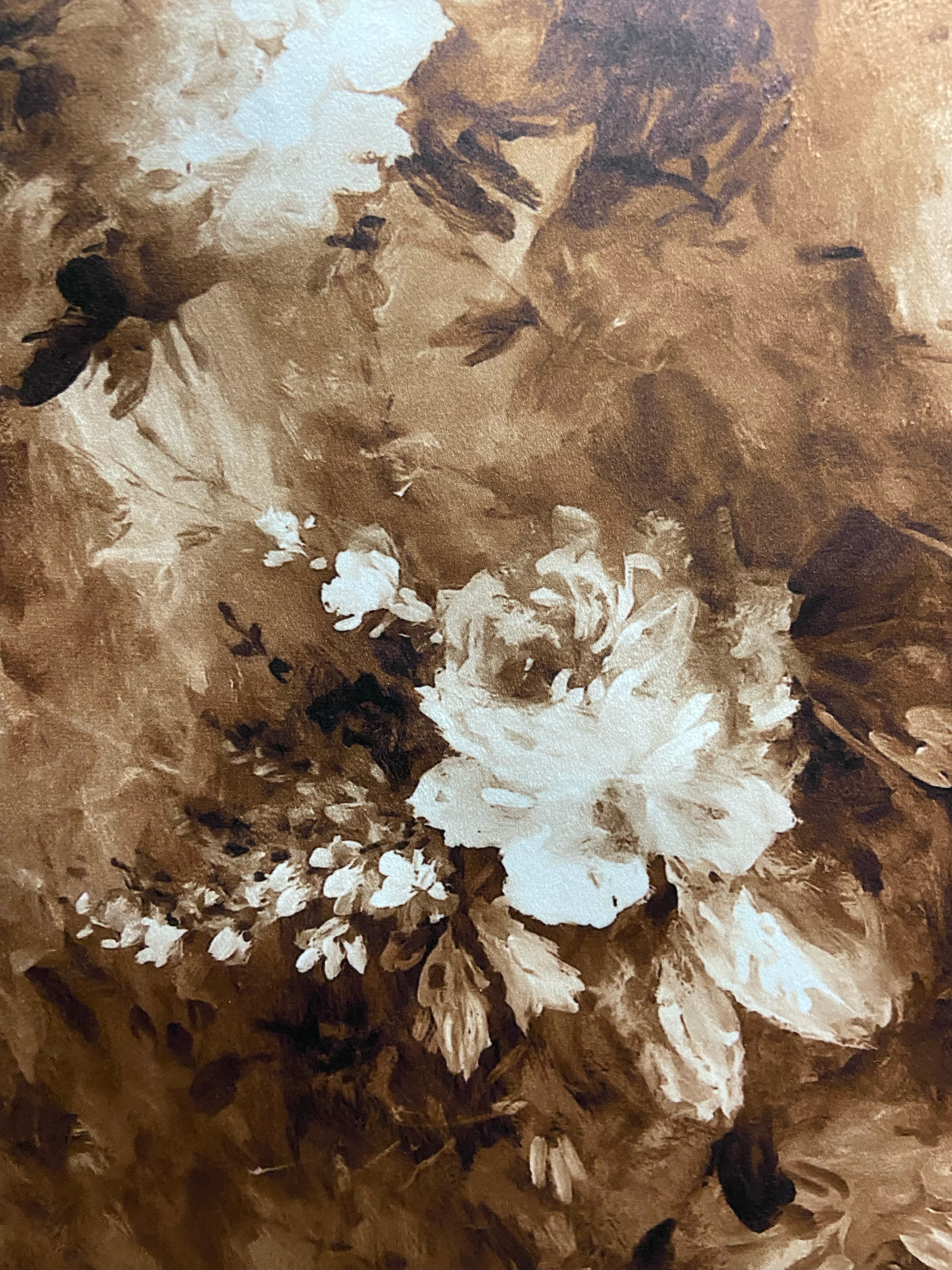 Floral pattern on a Peanut colored background