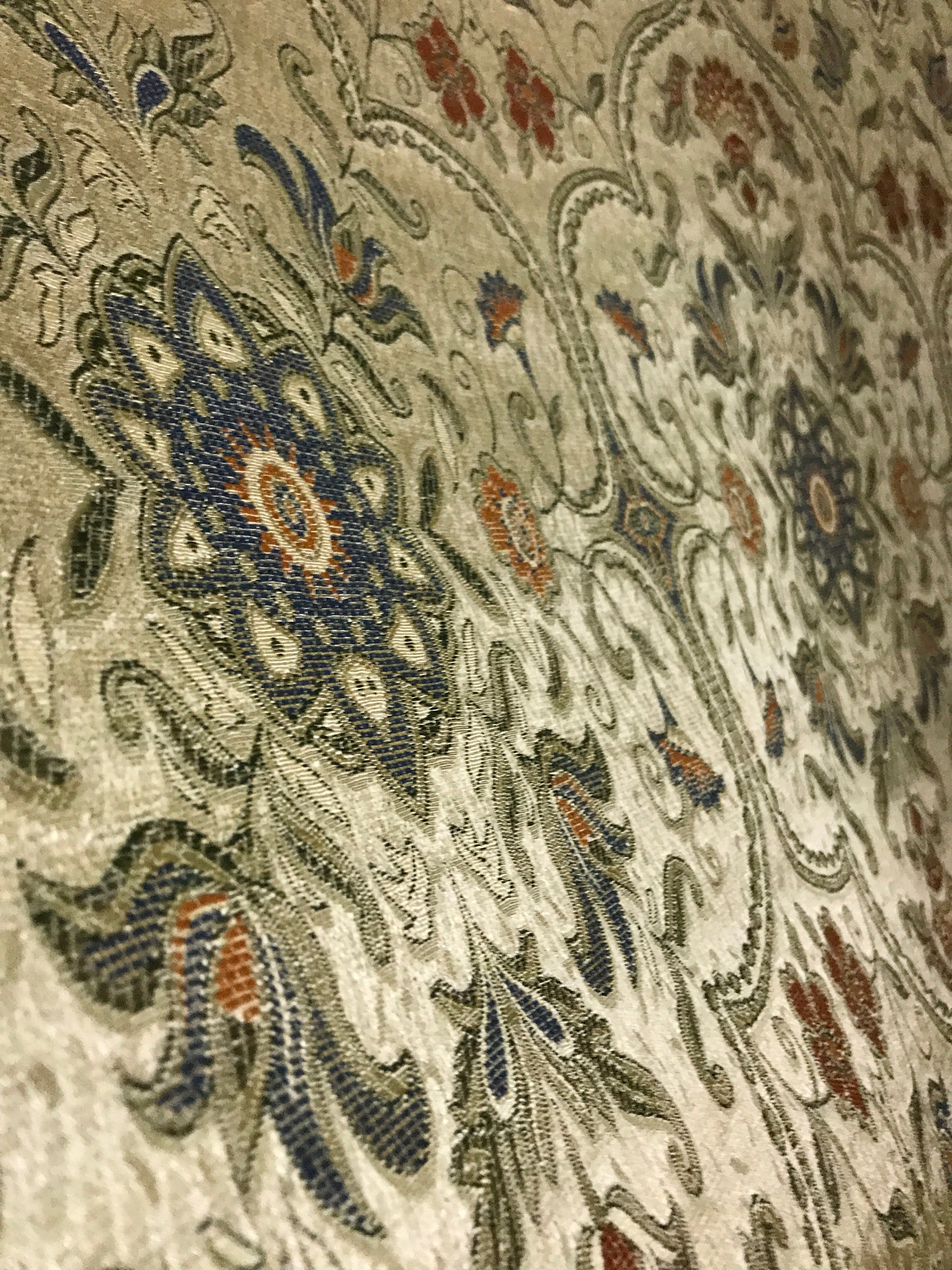 Royale Kasbah Ornate Gold with Blue Moroccan jacquard fabric for dining chair cushion craft projects