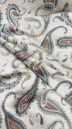 Sultana Paisley Blue Persian jacquard fabric for dining chair cushion craft retro vintage detail