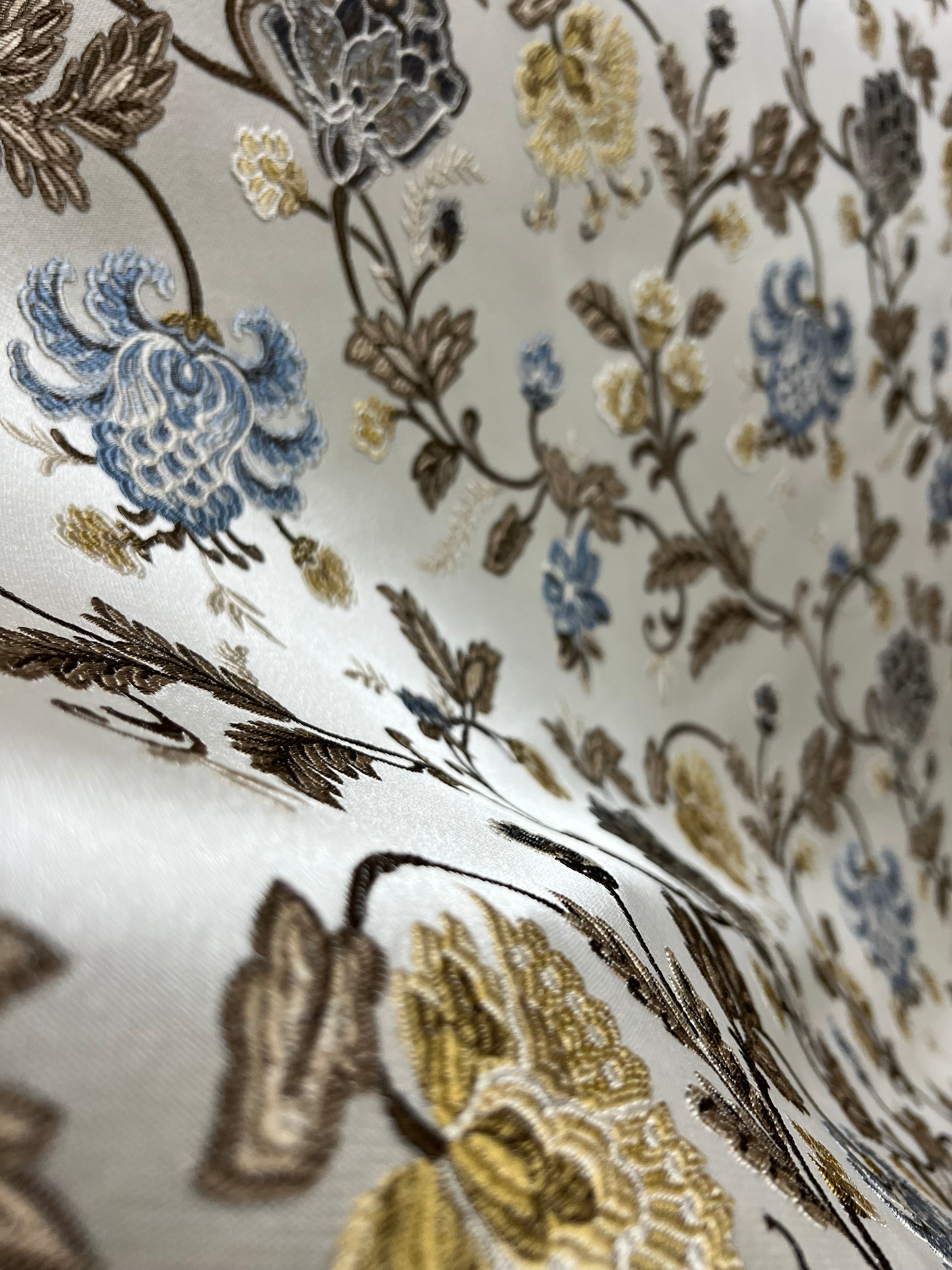 Embroidered Blue floral pattern on fabric