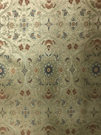 Royale Kasbah Ornate Gold with Blue retro vintage jacquard fabric for curtains drapery upholstery