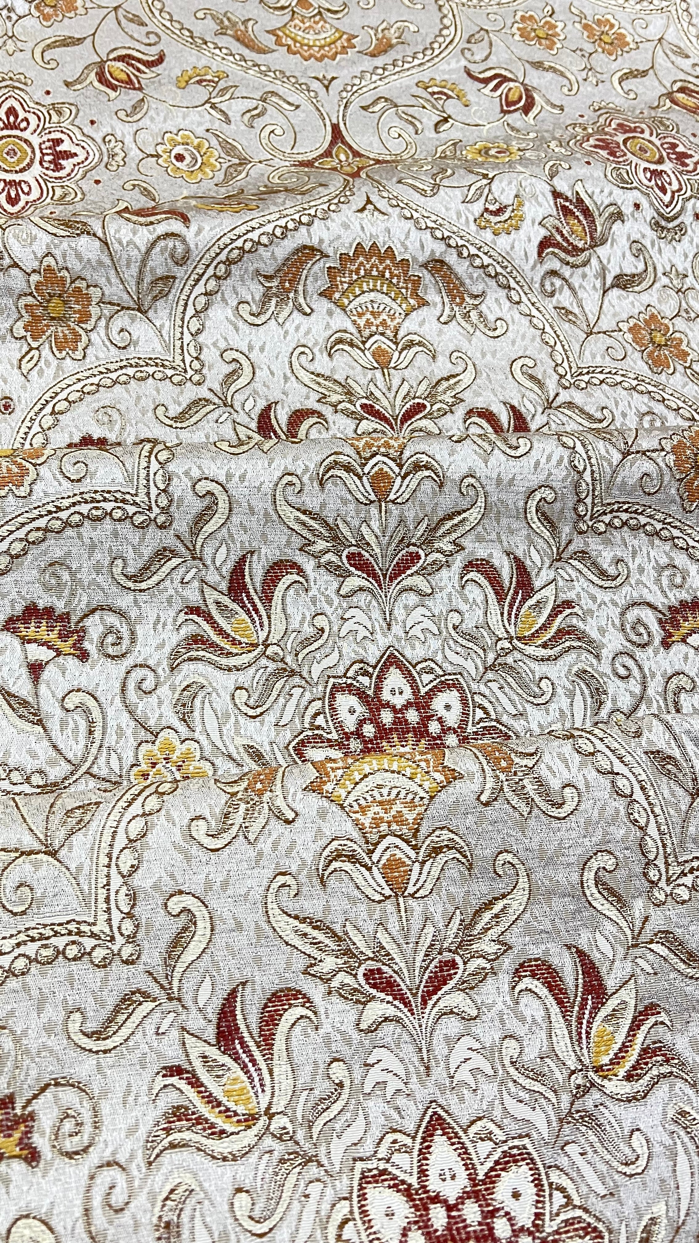 Royale Kasbah Ornate Silver with Rust Moroccan jacquard fabric for dining chair cushion craft projects