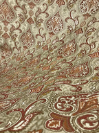 Versailles Medina Gold with Rust Italian brocade damask fabric for curtains drapery upholstery