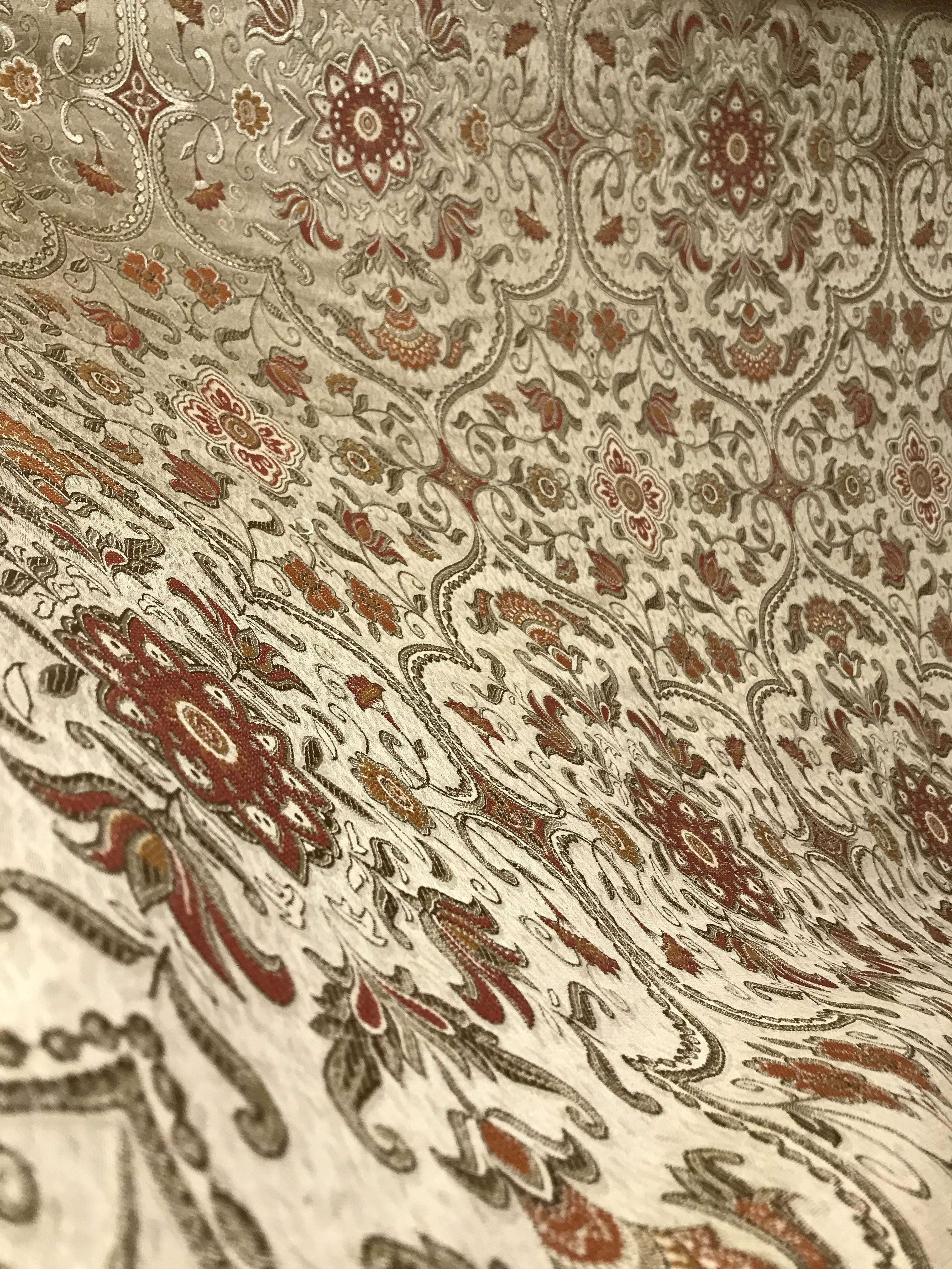 Royale Kasbah Ornate Gold with Rust retro vintage jacquard fabric for curtains drapery upholstery