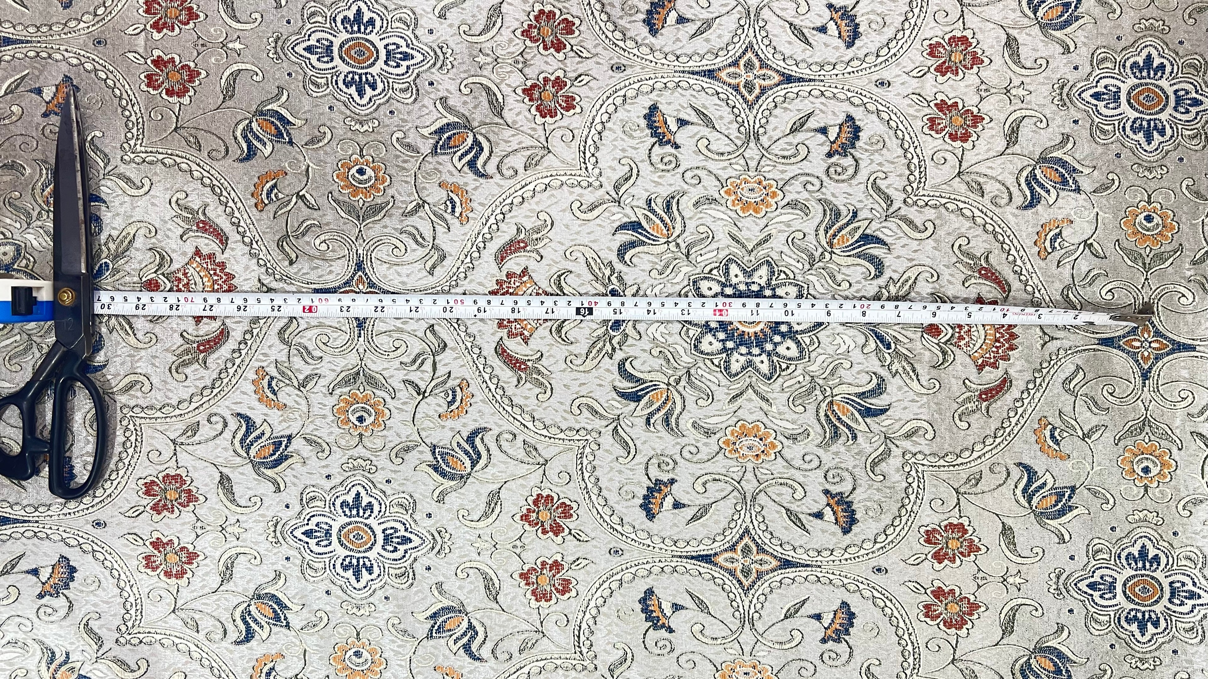 Royale Kasbah Ornate Silver with Blue pattern size dimensions jacquard fabric for dining chair sofa