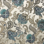 Decorative fabric with floral pattern in Teal Sage colors