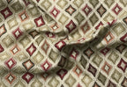 Patterned fabric with geometric design in earthy tones Sage Rose