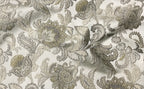 Decorative fabric with intricate floral pattern on a white background Olive Sage