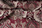 Maroon damask jacquard fabric angle detail for cushion covers curtains and drapery projects
