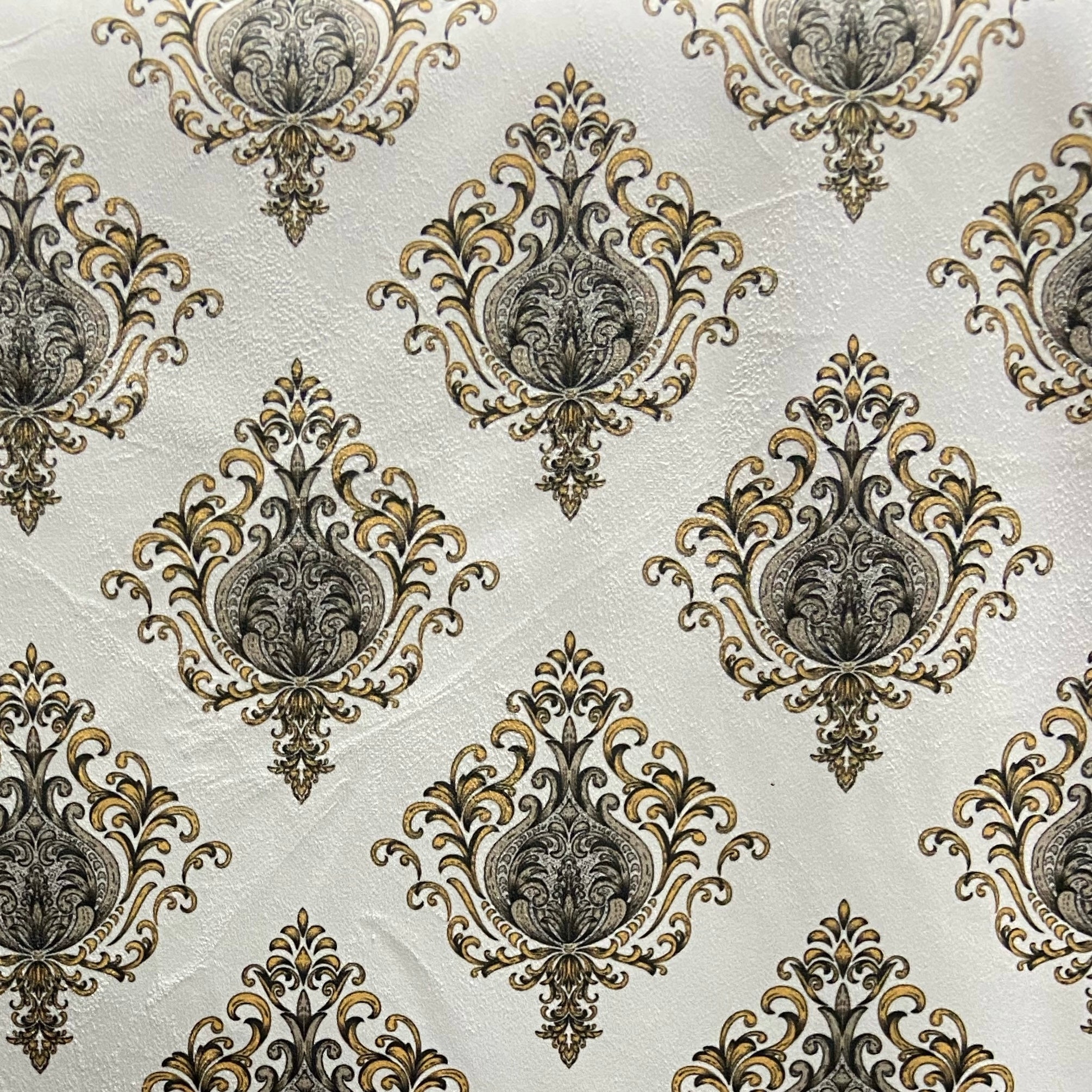 Decorative pattern of Gold medallions of taupe background