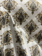 Decorative pattern of Gold medallions of taupe background