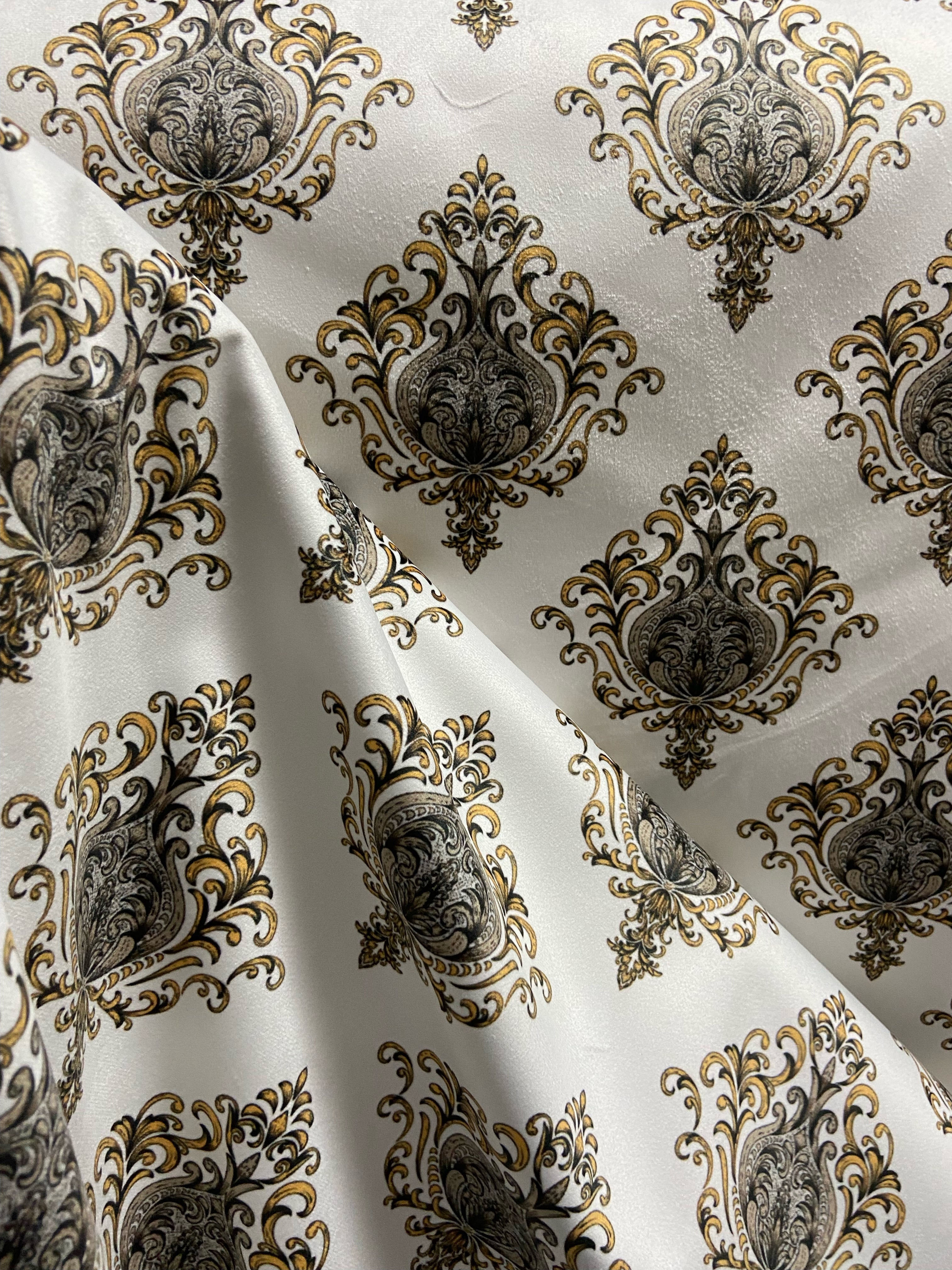 Decorative pattern of Gold medallions of taupe background